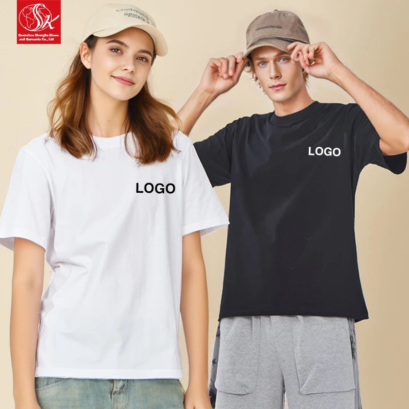 SK 220g Customizable Cropped Boxy T-Shirt for Men Logo Printing Short Solid Puff Transfers Own Brand