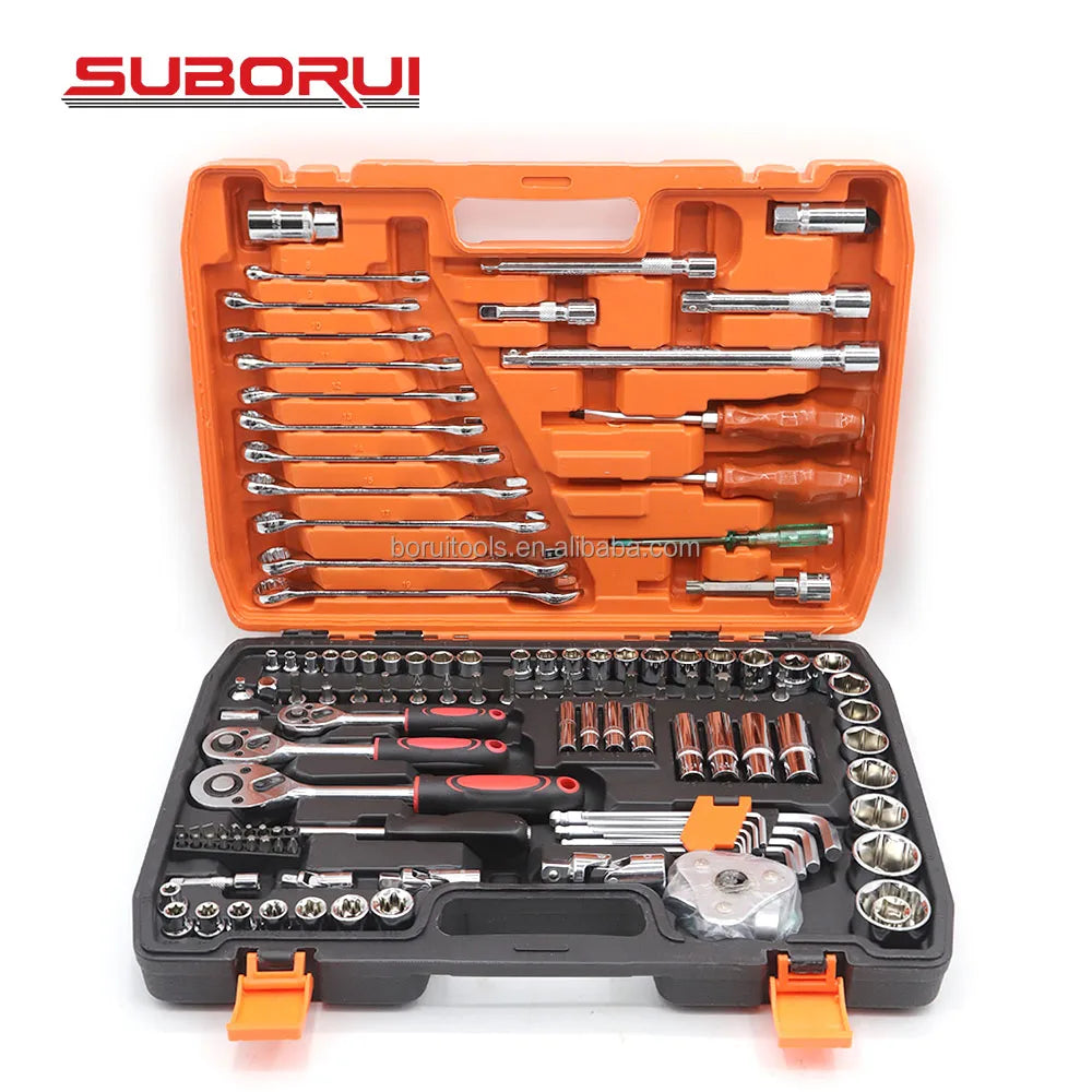 SUBORUI 24 72-Tooth R-V 121pcs 1/4" 3/8" 1/2" Drive Socket Wrench Set