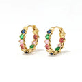 Fashion Fine Jewelry Earring Gold Plated Stainless Steel Coloful Zircon Hoop Earrings for Women