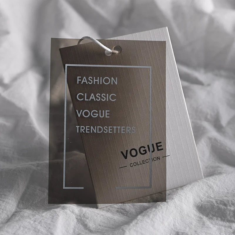 Custom Silver Foil Debossed Logo PVC Hang Tags for Garment Clothing Luxury Hair with Custom String Plastic Price Tags