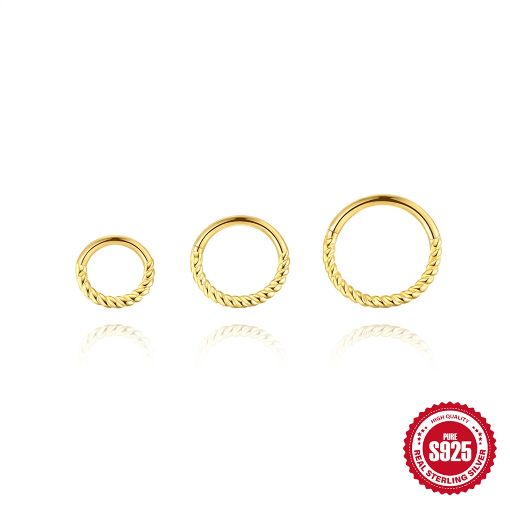 Minimalist S925 Sterling Silver 18K Gold Plated Twisted Huggie Hoop Earrings Multi Size Cartilage Hoop for Women Lady