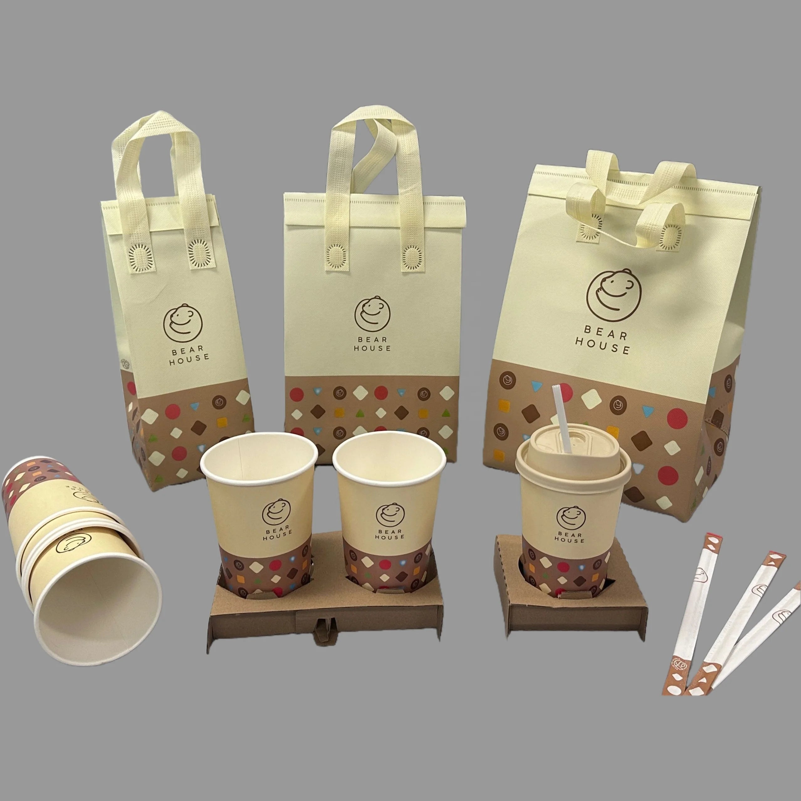Custom Non-woven Bag for Lunch Manufacturer Wholesale Fabric Tote Bag for Restaurant Food Delivery