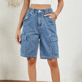 Women's European & American Cross-Border Summer New Washed Breathable Casual Denim Cargo Overalls