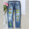 Women's Western Cross-Border New Breathable Denim Pants-High Waist Solid Casual Straight-Leg Washed