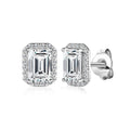 1CT Emerald Cut  Lab Grown Diamond 925 Sterling Silver Baguette Moissanite Halo Stud Earrings Women  Destiny Jewellery