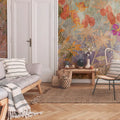 Germany Made Abstract Orange Purple Non Woven Vinyl Wall Mural Flowers Bedroom Living Room Hospital Mall Modern Design Highly
