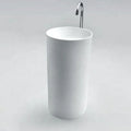 Modern Single-Hole Mounted Floor Standing Solid Surface Oval Polished Basin for Hotel Hand Wash Use Includes Drainer