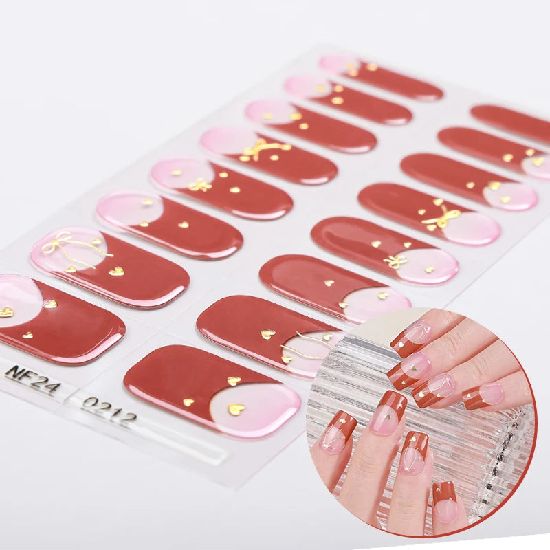 Valentine's Day Style Design Non-toxic Eco-friendly Long Lasting CMYK Colors Uv Semi Cured Gel Nail Sticker