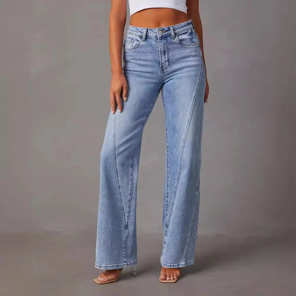Women's New European & American Cross-Border High-Waist Loose Stretch Fashion Denim Pants