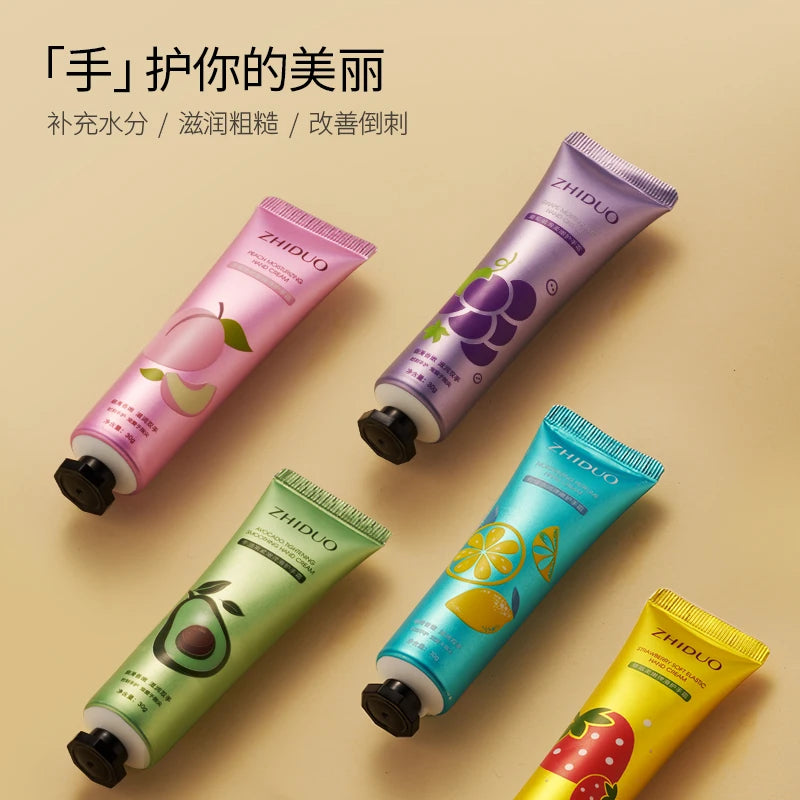 Anti Aging Softness Mini 30ml Fruit  Hand Cream Bottle Aluminum Tube Travel Size Perfume Hand Cream