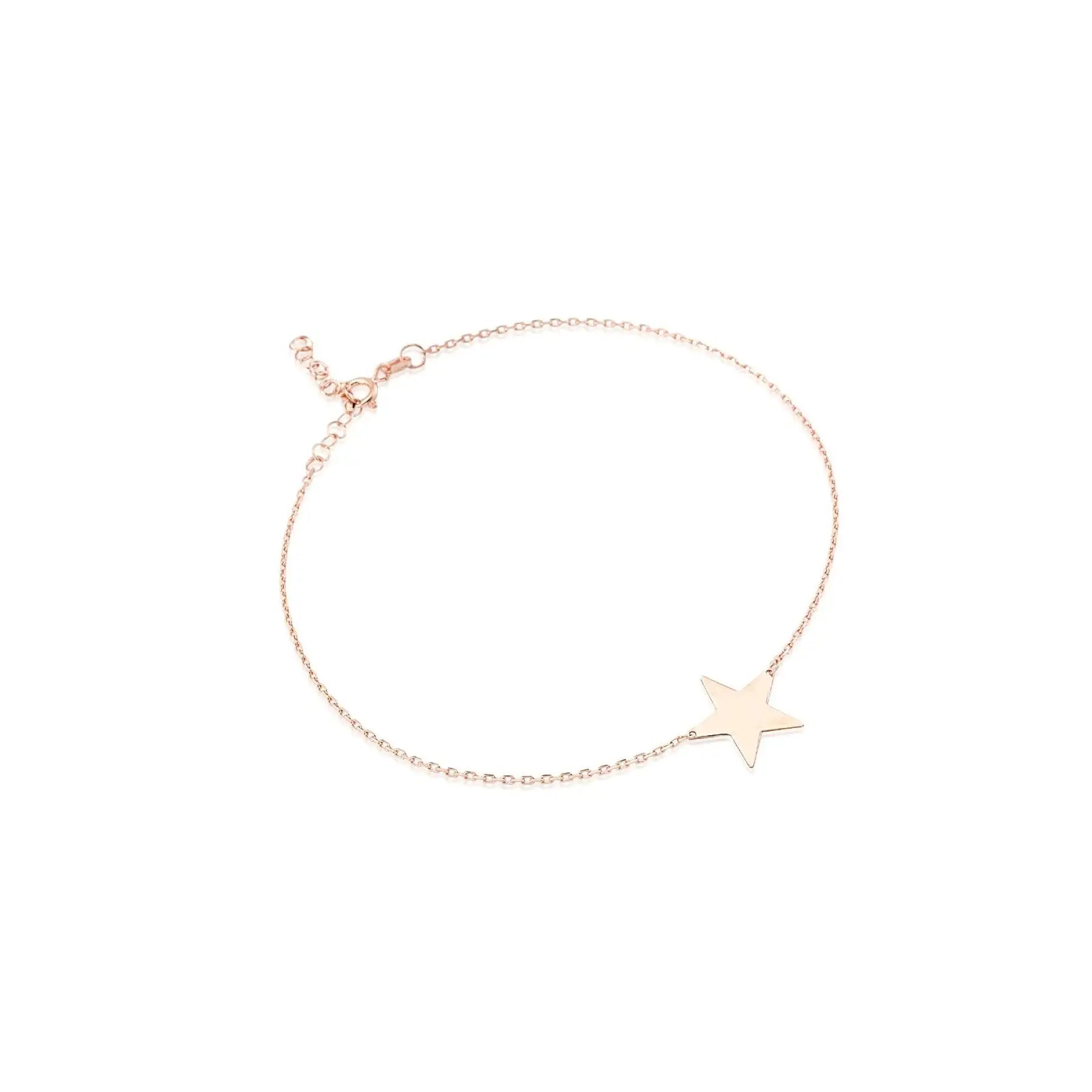 925 Sterling Silver Star and Hal-Hal Design Fashion Anklets Made in Turkey