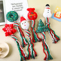 Cute Themed Dog Christmas Chew Plush Toy Sets With Squeaker Knot Bundle Cotton Rope