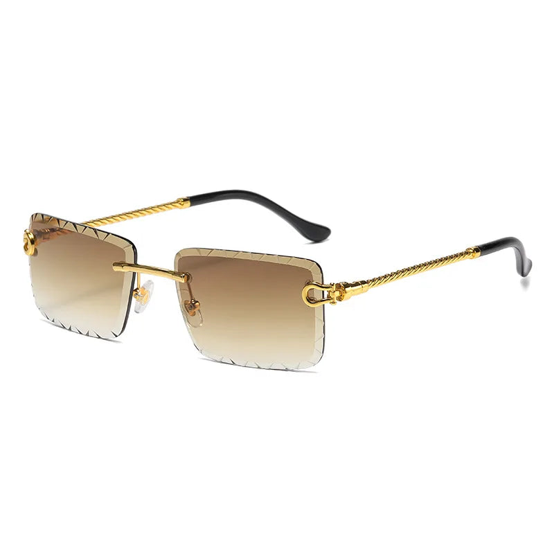 Custom Logo  Fashion Men Women Frameless Sun Glasses UV400 Gradient Shades Rimless Square Sunglasses Men Women