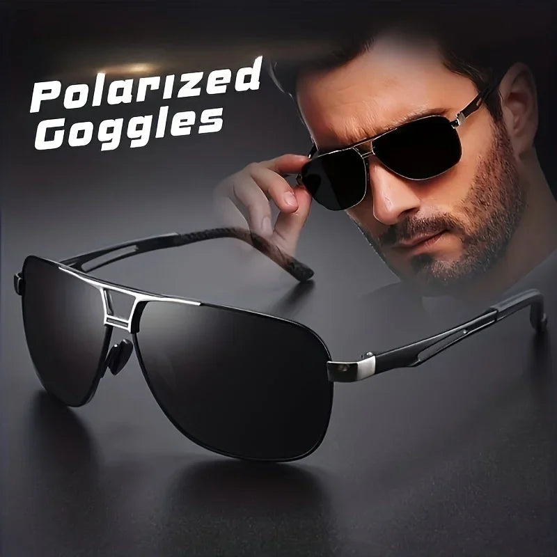 Custom Logo Fashion Retro Metal Night Vision Driving Sun Glasses UV400 Photochromic Polarized Sunglasses Men