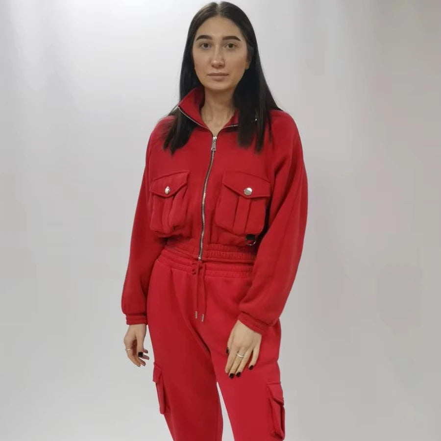 Wholesale Custom Women'S Two Piece Crewneck Sweatshirt and Pants Set Women Clothing Cotton Fleece Tracksuit Set