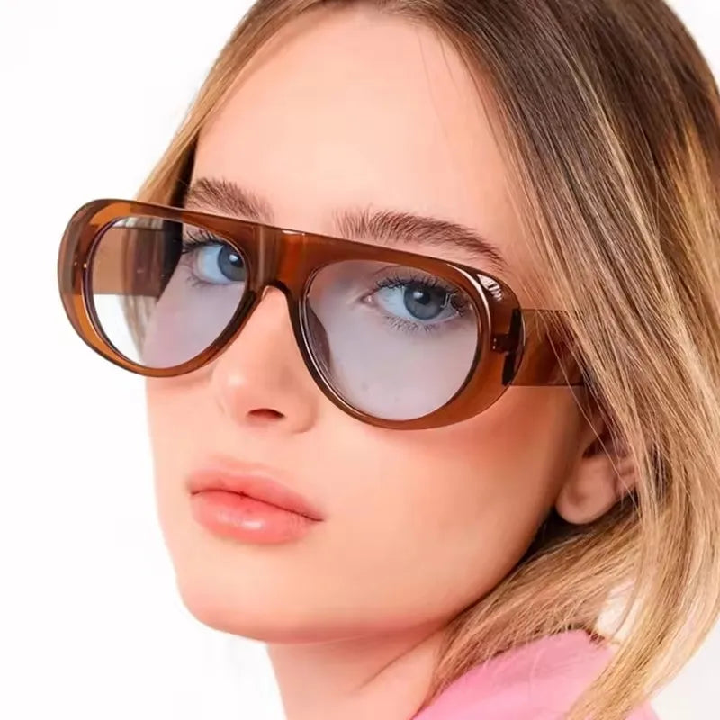 Custom Logo 2025 Fashion Retro Men Women Wide Legs Sun Glasses UV400 Pilot Flat Top Sunglasses Women