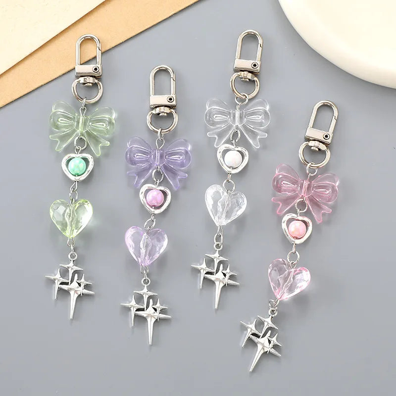 Korean Ins Heart Bow Phone Pendant Personalized Y2k Star Bag Charm Decoration Small Pendant Keychain