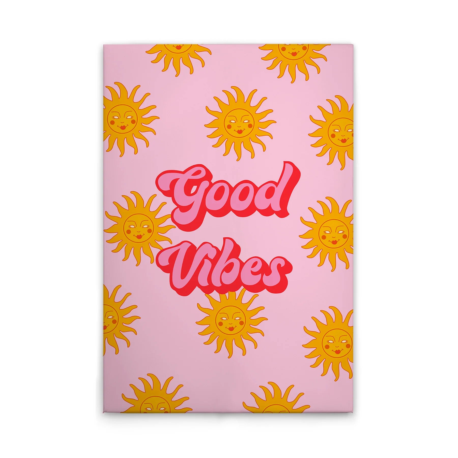 Made In Germany - Retro Canvas Picture Colourful Good Vibes - Wall Painting Mural In Rose And Pink - Stretcher Frame Art