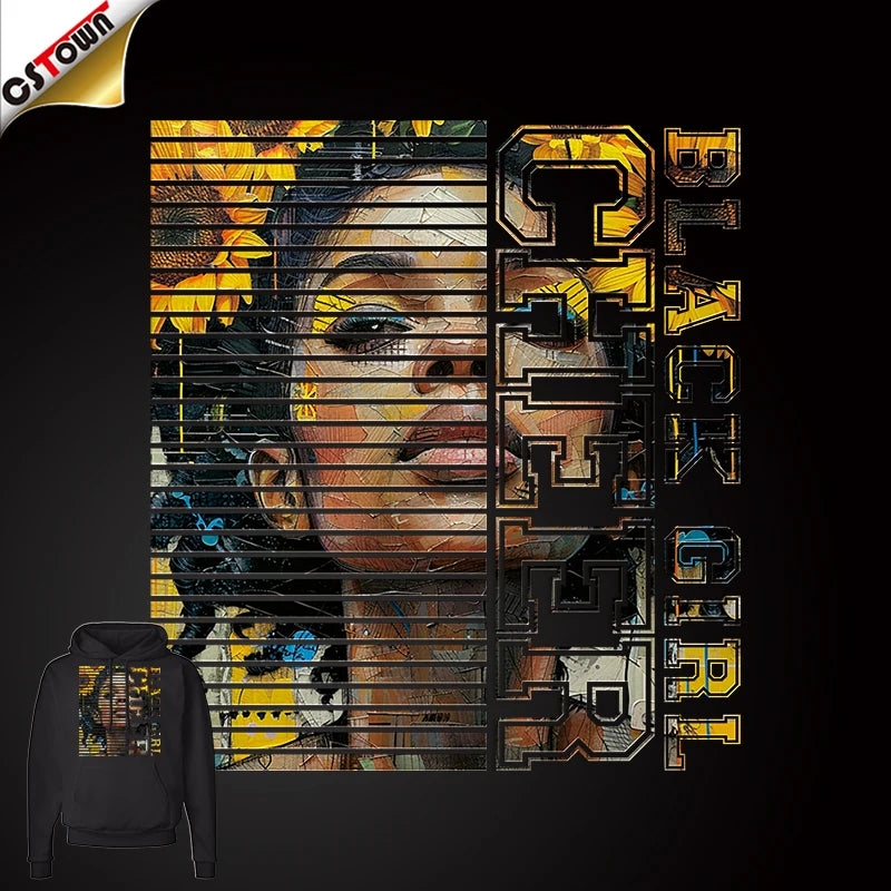 2024 New Arrivals Black Girl Cheer Heat Transfer Vinyl Print