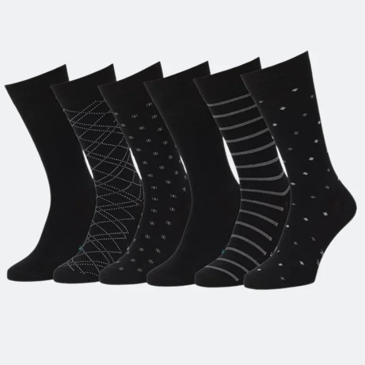 High Quality Mens Dress Socks 6 Pair Combed Cotton Classic Patterns Comfort Socks Men