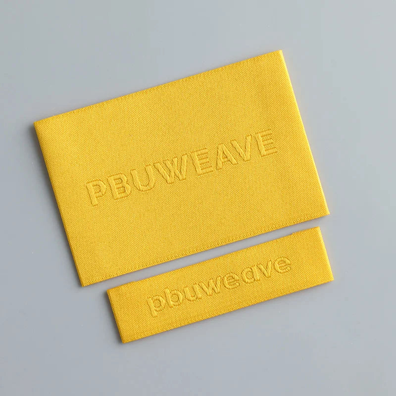 Factory Direct Sales Yellow Neck Labels for Clothing Brand Woven Tags Labels for Clothing End Fold Collar Label