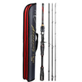 Travel Fishing Rod with Rod Tube Bag 4 Sections Reinforced Crossline Carbon Cloth Spinning Casting Fishing Rods