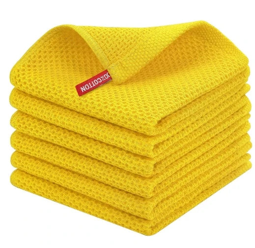 Waffle Cotton Honeycomb Kitchen Square Quick Dry Embroidery Easy Cleaning With Hook Microfiber Absorbent Towel 25*25 CM