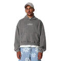 Relaxed Boxy Fit Pullover Hoodie with Washed Finish Drop Shoulder Construction and Custom Logo Placement Options