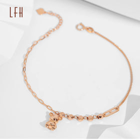 AU750 Wholesale Trendy Bear Chain & Link Bracelets Unisex Pure Gold Jewelry for Party Wedding Gift
