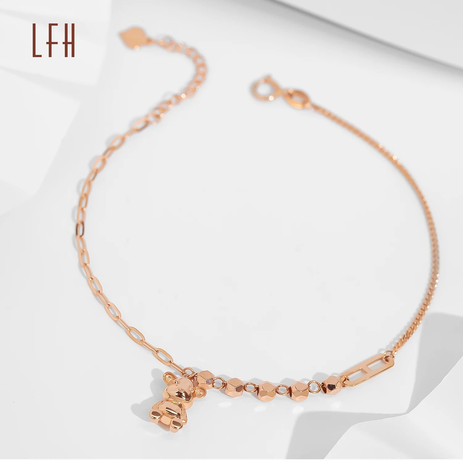 AU750 Wholesale Trendy Bear Chain & Link Bracelets Unisex Pure Gold Jewelry for Party Wedding Gift