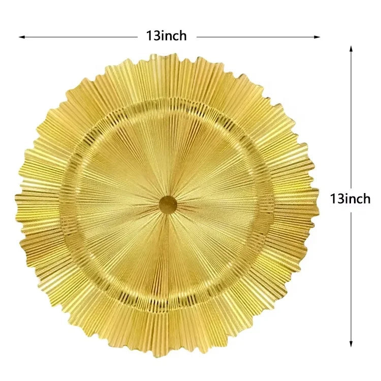 New Arrival Elegant Round Charger Plates Luxury 13 Inch Gold Reef Charger Plates for Wedding Table
