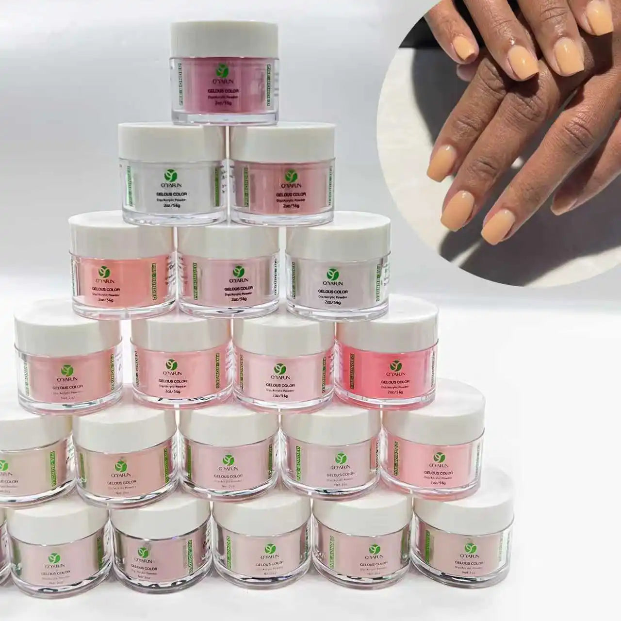 2oz Fast Drying Pink Acrylic Powder for Nail Decorations with Chrome Options and Sand Sugar OEM ODM Packed Bag Box