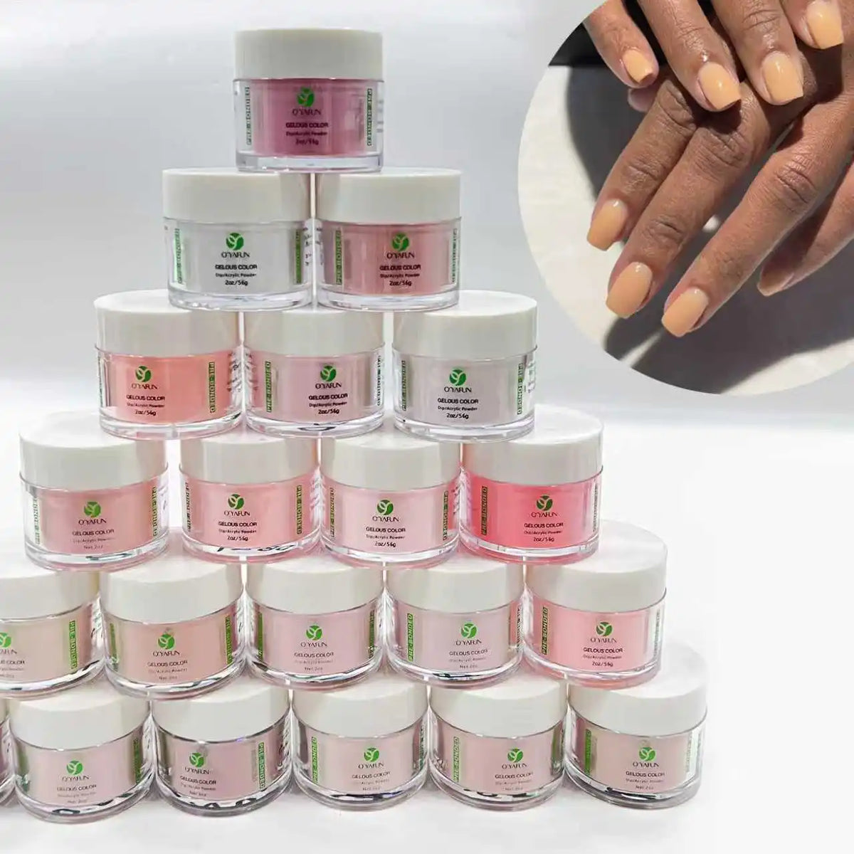 2oz Fast Drying Pink Acrylic Powder for Nail Decorations with Chrome Options and Sand Sugar OEM ODM Packed Bag Box MegaBDM