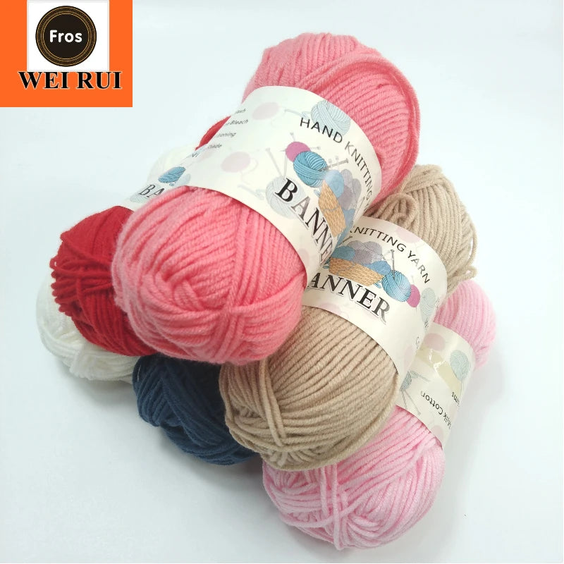 Fros Brand Milk Cotton 50g Combination 5ply Milk Cotton Yarn 50g Acrylic Crochet Yarn for Hand Knitting