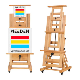 MEEDEN Deluxe Large Rocker Crank Studio Easel Heavy Duty Artist Painting Easel Solid Beech Wood with Adjustable Height