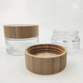 Custom Color Frosted Cosmetic Jar Bamboo Body Butter Cream Glass Jar With Bamboo Lid