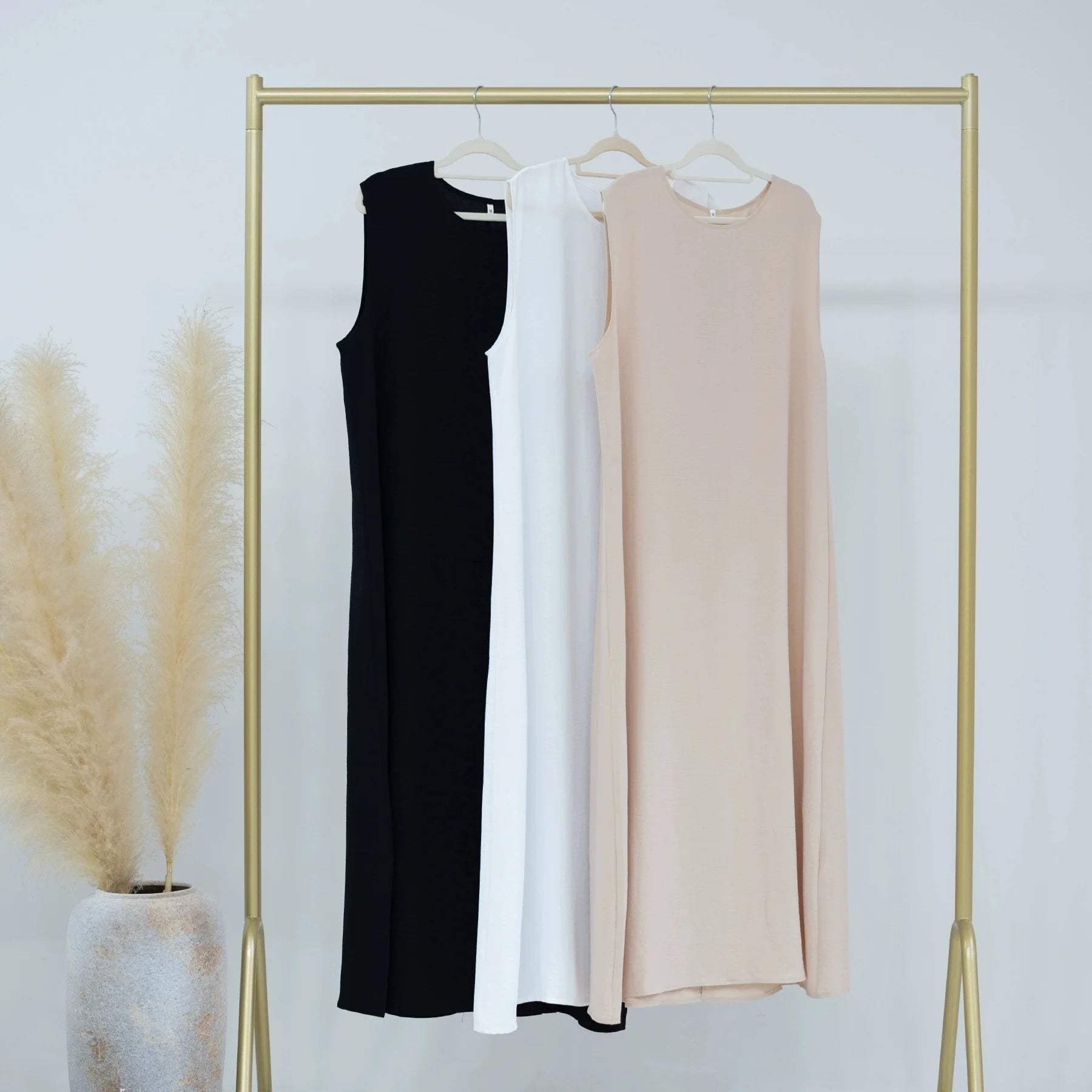 YuXi Inner Slip Dress Abaya Basic Modest Opaque Crepe Sleeveless Under Dress Women Muslim Dress Dubai Ramadan Islamic Clothing