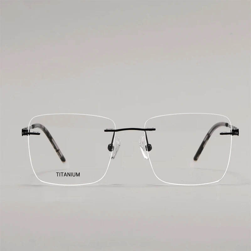FEROCE Wholesale Fashion Eyeglasses Luxury Square Rimless Lightweight High Quality Pure Titanium Frameless New Optical Frames