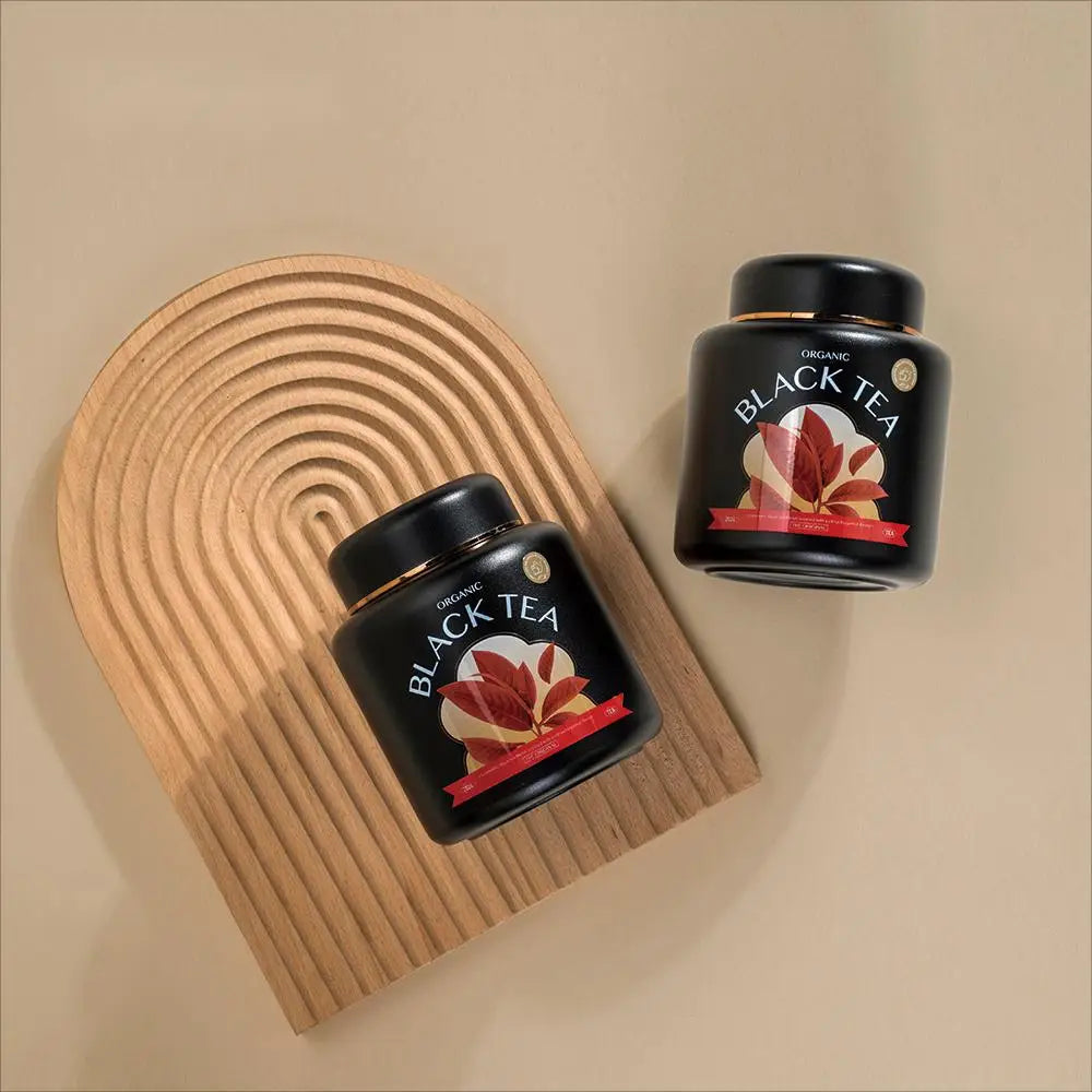 Tianhui Food Grade Big Size Black Airtight Containers for Green Tea Storage Stainless Steel Jars