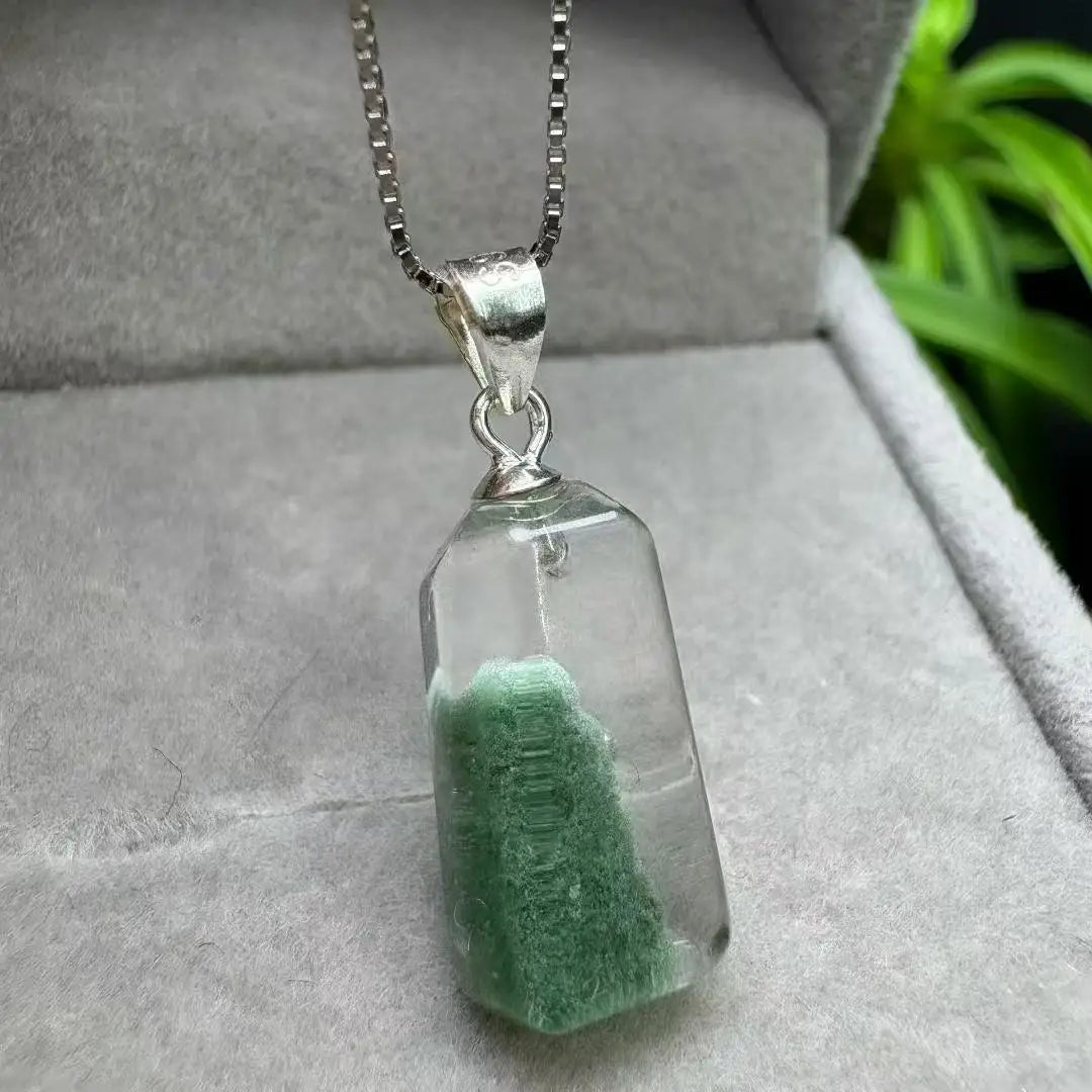 S925 Crystal Natural Garden Phantom Quartz Free Form Polished Love Style Pendant for Fashion Gift MegaBDM