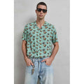 2026 Hot Sale Men's Fish Print V-neck Short Sleeve Casual Breathable Shirt EU Wholesale