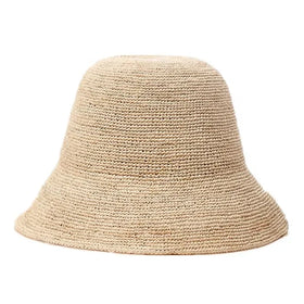 Fine Raffia Straw Crochet Bucket Hat for Women Beach Sun Summer Casual Dress in Summer
