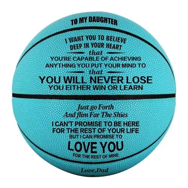 Engraved Basketball Gifts for Son Words Basketball Standard Size 7 PU Eco-Friendly Custom Logo Training Ball Christmas Birthday