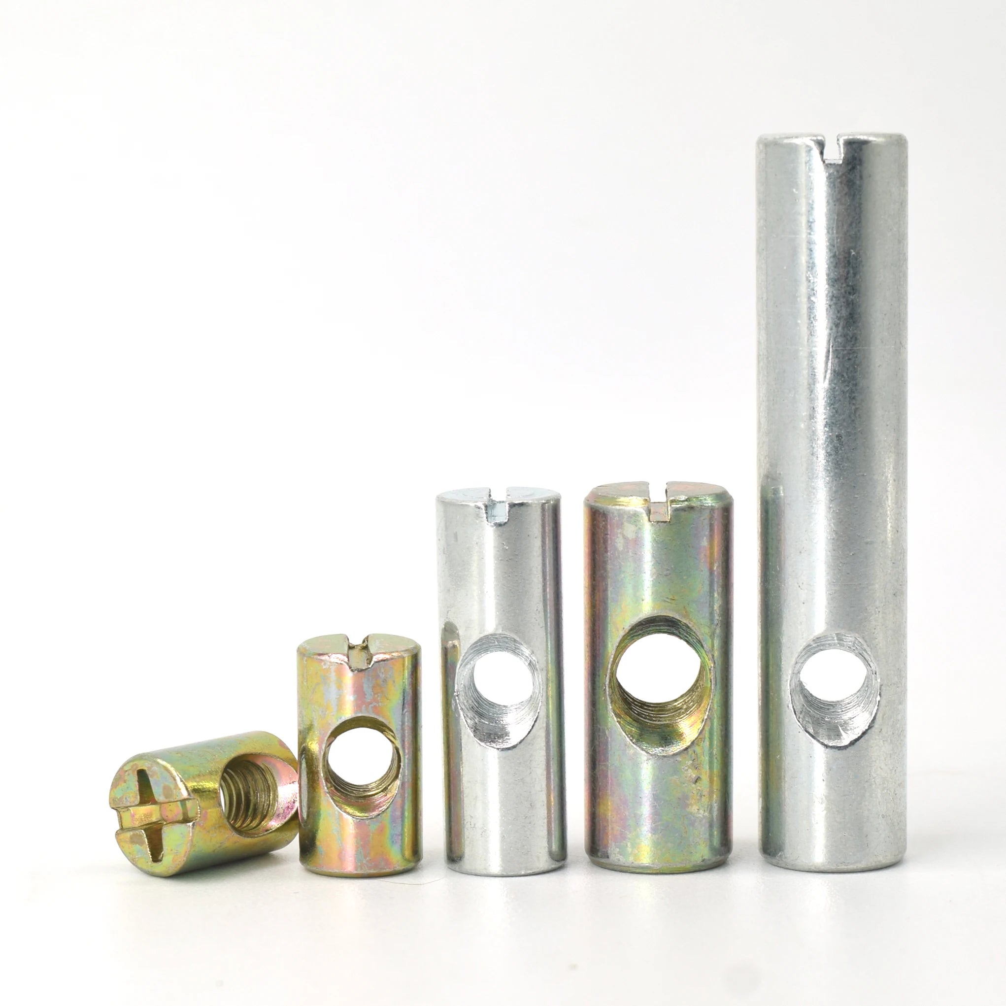 Attachment Nuts Barrel Nut Carbon Steel Yellow Zinc Plated Cylinder M2 M3 M4 M5 M6 Slotted/Cross Dowel Barrel Bolts for Bed