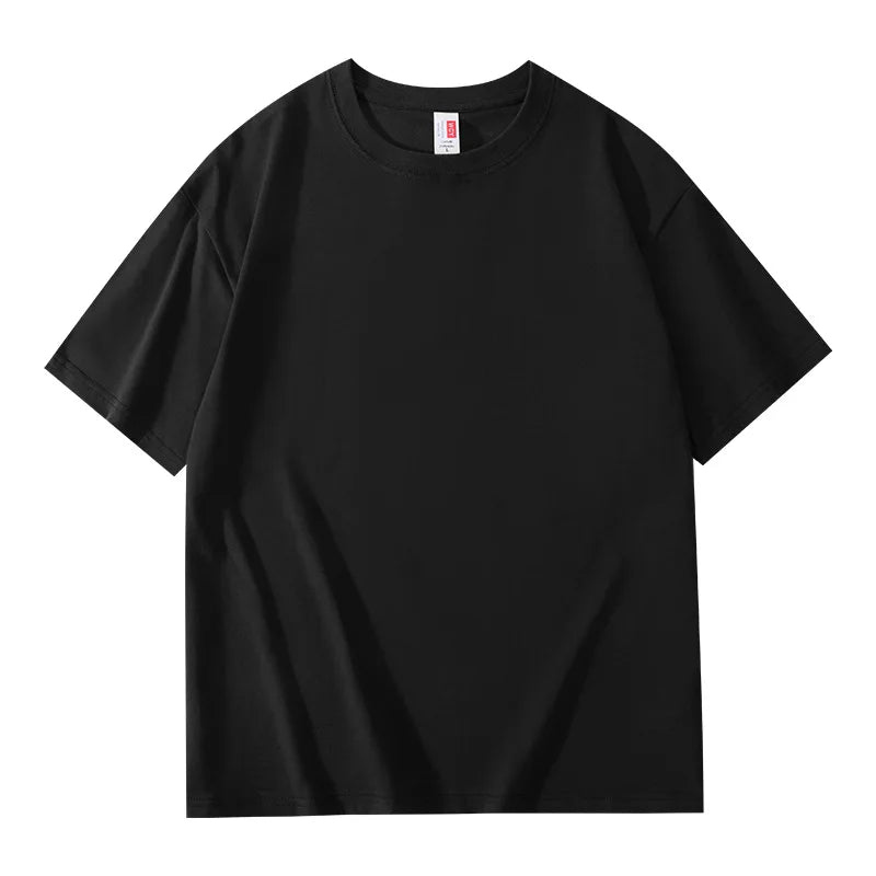 Oem customized long staple cotton heavy weight mens short sleeved tshirt solid color summer cotton round neck MegaBDM