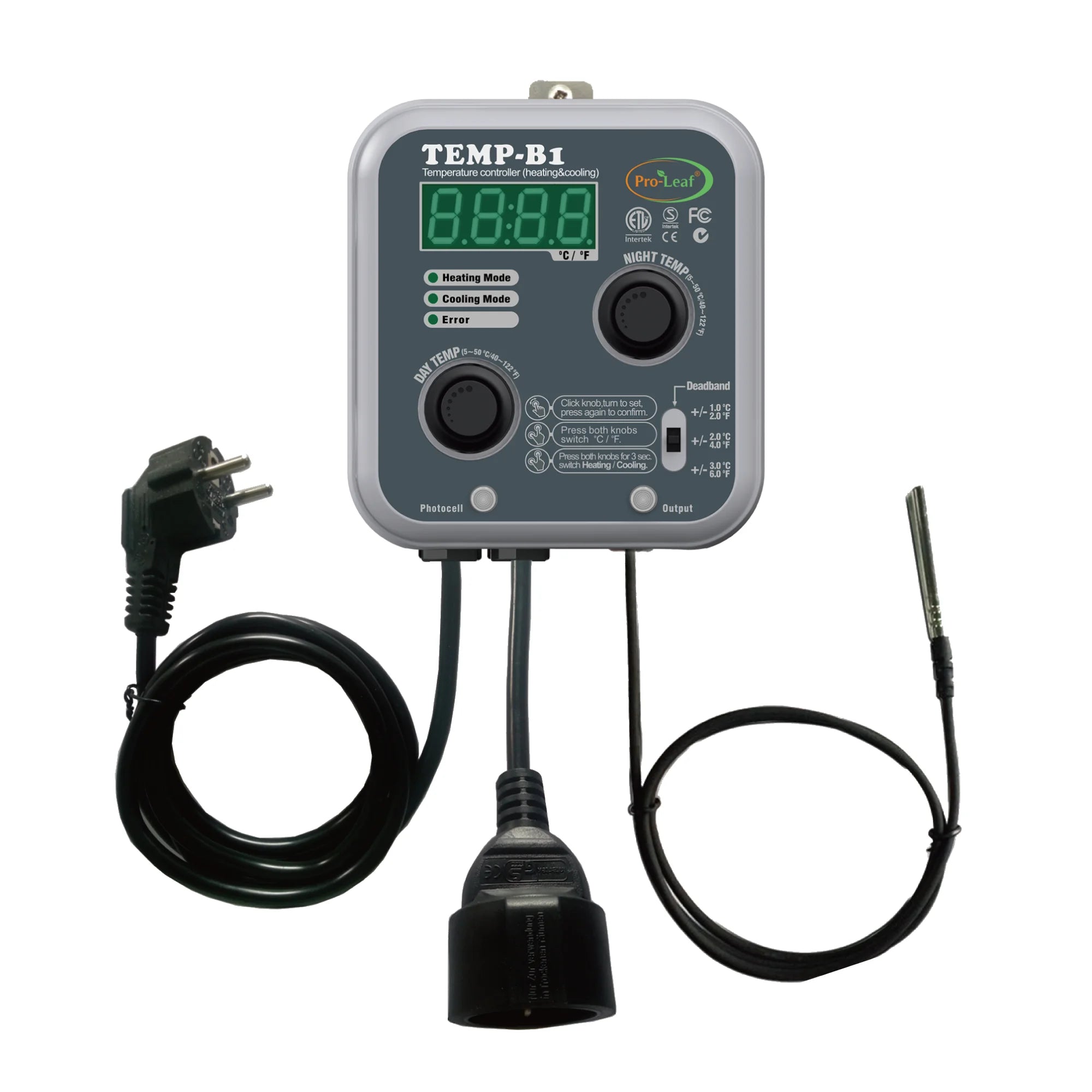 Temperature Controller 240V Heating and Cooling Temperature Sensor for Greenhouse Tent Indoor Agriculture Hydroponics Growing