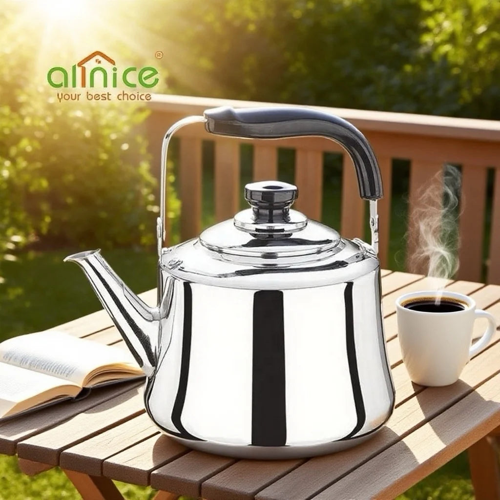 Modern Stainless Steel Tea Pot with Filter Different Capacities Available-Metal Material Whistling Kettle
