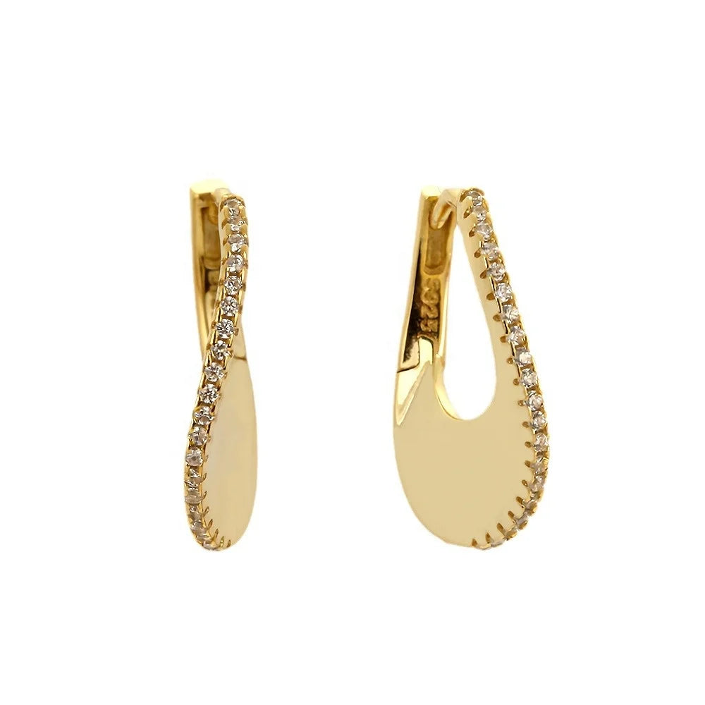 Nagosa Women Wholesale Jewelry 14k 18k Gold Vermeil 925 Sterling Silver Pave Cubic Zirconia U Shape Huggie Hoop Earrings