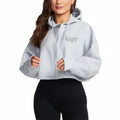 70% Cotton 30% Polyester Custom Logo Printing Women Pullover Fleece Crop Top Hoodies