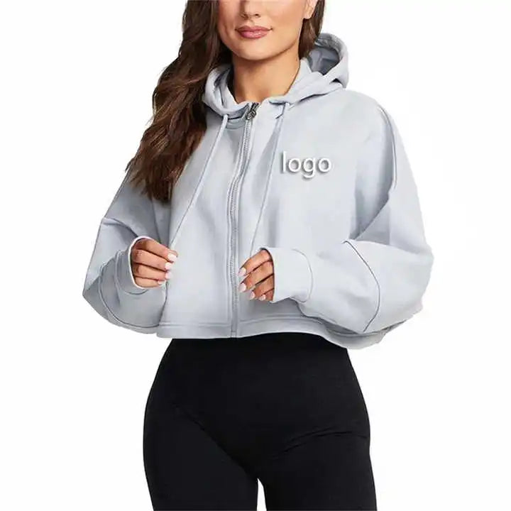 70% Cotton 30% Polyester Custom Logo Printing Women Pullover Fleece Crop Top Hoodies